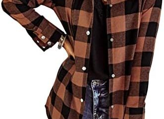 EVALESS Color Block Plaid Shacket Jacket Womens Fall Fashion 2023 Outfits Long Sleeve Button Down Flannel Shirts Coats