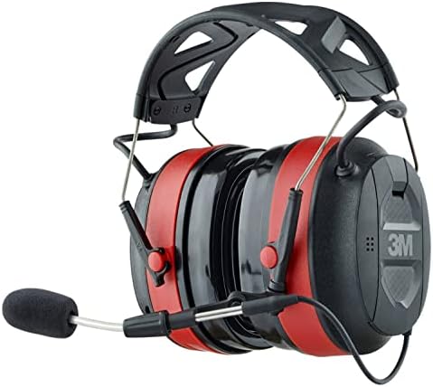 3M Pro-Comms Electronic Hearing Protection with Bluetooth Wireless Technology and External Microphones, Bluetooth Headphones, NRR 26 dB,Black/Red