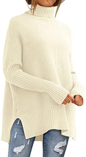 LILLUSORY Women’s Turtleneck Oversized Sweaters 2023 Fall Batwing Sleeve Pullover Ribbed Knit Tunic Sweater