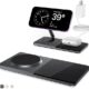 Mag-Safe Charger Stand for iPhone， Wireless Charger Stand for Apple Products， 2 in 1 Magnetic Charging Station for iPhone 14,13,12 Pro/Max/Mini/Plus, Airpods 3/2/Pro with Adapter (Black)