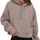 WYNNQUE Womens Quarter Zip Pullover Cropped Hoodies Long Sleeve Fleece Half Zip Sweatshirts Fall Outfits Clothes