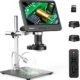 TOMLOV DM602 Pro 10.1″ HDMI Digital Microscope 2000x, Pro Boom Arm Stand, LCD Soldering Microscope with 3 Lens, Adults Microscope for Electronics Repair, Coin Microscope Ring Light,PC Compatible, 64G