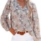 SHEWIN Women’s Casual Boho Floral Print V Neck Long Sleeve Loose Blouses Shirts Tops