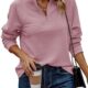 BTFBM Womens 2023 Fall Fashion Quarter Zip Sweatshirts Half Zip Casual Long Sleeve Solid Color V Neck Pullover Tops