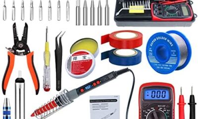 Electronics Soldering Iron Kit, 80W LCD Digital Portable Soldering Gun with Adjustable Temperature (180°C- 500°C）and Fast Heating,13-in-1soldering iron premium kit tools [110 V, US Plug]