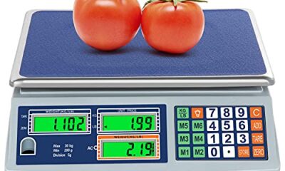 Allprettyall Digital Commercial Price Scale 66lb/30kg with Dual LCD Display Stainless Steel Platform Rechargeable Battery Electronic Price Computing Scale for Food Meat Fruit Produce