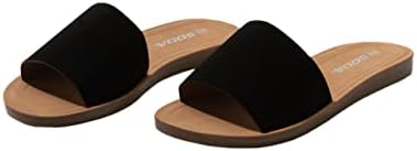 Soda Shoes Efron-S Women Flip Flops Basic Plain Slippers Slip On Sandals Slides Casual Peep Toe Beach