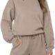 AUTOMET Womens Two Piece Outfits 2 Piece Lounge Matching Sets Fleece Sweatsuit Sweat Shorts Fashion Fall Clothes Sweatshirt