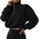 ATTRACO Women Oversized Sweatshirts Half Zip Up Hoodies Drawstring Casual Pullover Tops