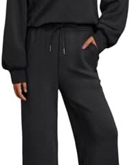 AUTOMET Womens 2 Piece Sweatsuits Loungewear Sets Quarter Zip Pullover Sweatshirts with Wide Leg Sweatpants