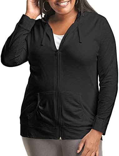 JUST MY SIZE Women’s Plus Size Full, Lightweight Zip-up Hoodie