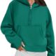 Prinbara Women Half Zip Cropped Hoodies Fleece Quarter Zip Up Pullover Sweatshirts Y2k Fall Clothes 2023 Trendy Outfits