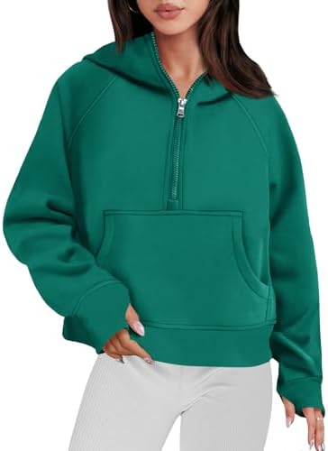 Prinbara Women Half Zip Cropped Hoodies Fleece Quarter Zip Up Pullover Sweatshirts Y2k Fall Clothes 2023 Trendy Outfits