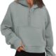 Trendy Queen Womens Hoodies Quarter Zip Pullover Oversized Sweatshirts Half Zip Pullover With Pockets Fall Clothes