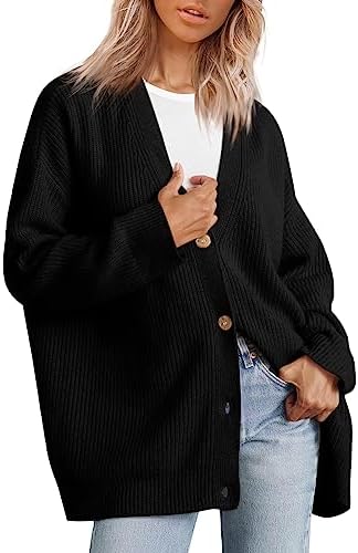 LILLUSORY Women’s Cardigan 2023 Open Front Oversized Button Lightweight Sweaters V Neck Loose Cardigans Knit Outwear