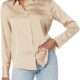 Amazon Essentials Women’s Classic-Fit Satin Button Down Blouse (Available in Plus Size)