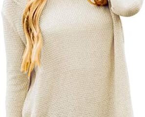 MEROKEETY Women’s Long Sleeve Oversized Crew Neck Solid Color Knit Pullover Sweater Tops