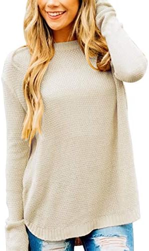 MEROKEETY Women’s Long Sleeve Oversized Crew Neck Solid Color Knit Pullover Sweater Tops