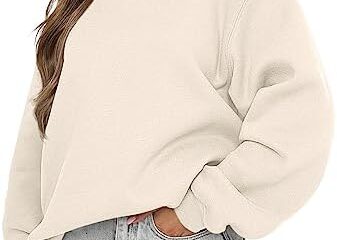 ANRABESS Women’s Long Sleeve Sweatshirt Casual Crewneck Loose Fit Pullover Hoodie Fleece Fall Tops