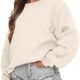 ANRABESS Women’s Long Sleeve Sweatshirt Casual Crewneck Loose Fit Pullover Hoodie Fleece Fall Tops