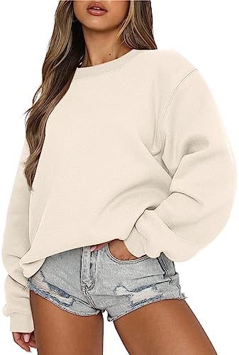 ANRABESS Women’s Long Sleeve Sweatshirt Casual Crewneck Loose Fit Pullover Hoodie Fleece Fall Tops