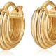 FRUMOS 18K Gold Plated Chunky Hoop Earrings for Women Fashion Thick Gold Hoops Set Jewelry for Birthday Christmas Gifts