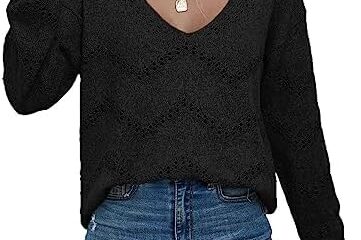 EVALESS Women’s Crochet Sweater Top Hollow Out Long Sleeve Pullover Tops Fall Outfits Fashion 2023