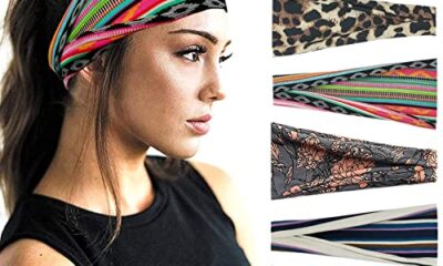 YONUF Boho Headbands For Women Fashion Wide Headband Yoga Workout Head Bands Hair Accessories Band 6 Pack