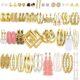 36 Pairs Gold Hoop Earrings Set for Women Girls Multipack, Hypoallergenic Chunky Chain Twisted Hoop Earrings Pack, Fashion Dangle Earrings Jewelry for Gift