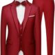 MAGE MALE Men’s 3 Pieces Suit Elegant Solid One Button Slim Fit Single Breasted Party Blazer Vest Pants Set