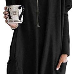 Dokotoo Womens Casual Long Sleeve Shirts Lightweight Sweatshirts Fashion Tunic Tops with Pockets