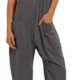 Lentta Women’s Causal Jumpsuits V Neck Sleeveless Harem Overalls Stretchy Adjustable Strap Romper with Pockets