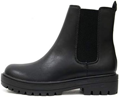 Soda Pilot ~ Women Lug Sole Low Heel Chelsea Fashion Ankle Bootie w/Double Elastic Gore