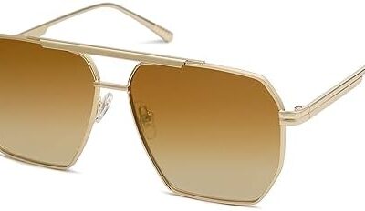 SOJOS Retro Oversized Square Polarized Sunglasses for Women and Men Vintage Shades UV400 Classic Large Metal Sun Glasses