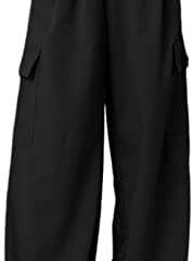 Dokotoo Womens High Waisted Wide Leg Cargo Pants Baggy Casual Work Pants with 4 Pockets