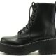 Soda FLING Women Chunky Lug Sole Lace up Fashion Combat Ankle Boot w/Side Zipper