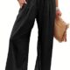 ANRABESS Women Linen Palazzo Pants Summer Boho Wide Leg High Waist Casual Lounge Pant Trousers with Pockets
