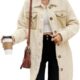 EVALESS Fuzzy Fleece Jackets for Women Fashion Long Sleeve Lapel Button Down Long Teddy Coat Faux Fur Warm Winter Outwear