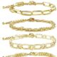 CONRAN KREMIX Gold Bracelet Sets for Women Girls 14K Real Gold Chain Dainty Link Paperclip Bracelets Stake Adjustable Layered Metal Link Bracelet Set Fashion Jewelry
