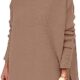 LILLUSORY Women’s Mock Turtleneck Sweater Long Batwing Sleeve Split Hem Casual Oversized Knit Pullover Tunic Tops