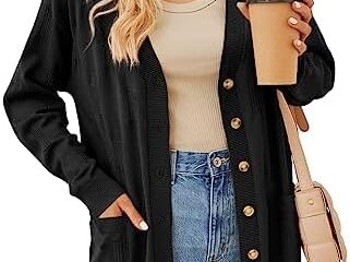 Arach&Cloz Womens Cardigan Sweaters Spring 2024 Trendy Long Sleeve V Neck Button Pocket Lightweight Knit Clothes Cozy Clouds