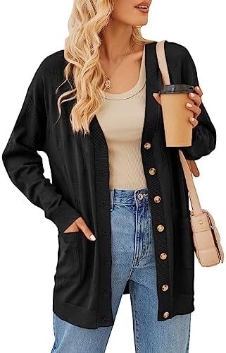 Arach&Cloz Womens Cardigan Sweaters Spring 2024 Trendy Long Sleeve V Neck Button Pocket Lightweight Knit Clothes Cozy Clouds