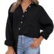 AUTOMET Womens Button Down Shirts Fall Fashion 2023 Shacket Jacket Long Sleeve Oversized Work Blouses Tunics Tops