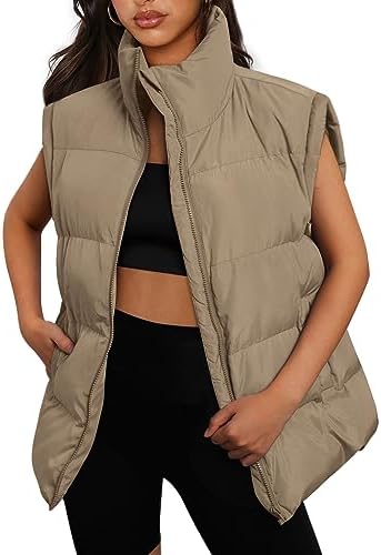 AUTOMET Womens Puffer Vests Bubble Jackets Sleeveless Puffy Long Down Coats Outerwear Quilted Winter Plus Size Clothes Pocket