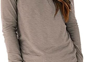 AUTOMET Womens Long Sleeve Round Neck Shirts Basic Tee