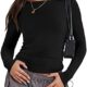 ANRABESS Women Long Sleeve Slim Fit Crop Top Going Out Tight T-Shirt Trendy Tees Streetwear