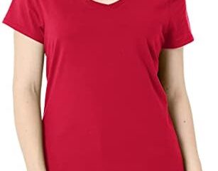 Hanes Women’s Perfect-t V-neck T-shirt, Ring-spun Cotton Short Sleeve Tee for Women