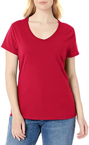Hanes Women’s Perfect-t V-neck T-shirt, Ring-spun Cotton Short Sleeve Tee for Women