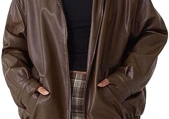 AUTOMET Women’s Oversized Jackets, Leather Faux Motorcycle Plus Size Moto Biker Coat Fall Outfits Fashion Clothes 2024