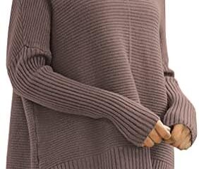 LILLUSORY Women’s Oversized Turtleneck Sweaters 2023 Fall Batwing Sleeve Ribbed Tunic Sweater